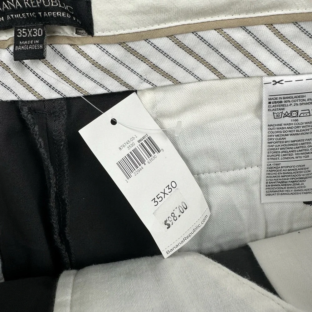 Banana Republic Mason Athletic Tapered Fit Rapid Movement Pants 35x30 Dark Gray